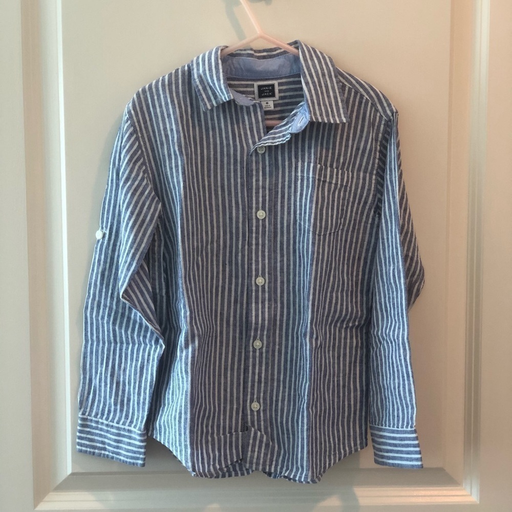 Janie and Jack Blue and White Strip Shirt